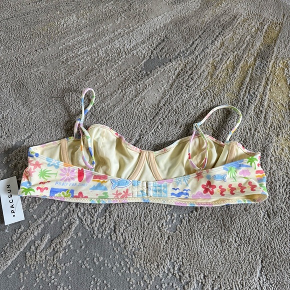 Pacsun bikini set Surf Poppy yellow high rise bottoms swimsuit XL new - Picture 6 of 14